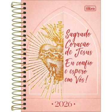 Imagem de Tilibra - Agenda Espiral Diária 14,2 x 20,3 cm Bíblica 2026 - Rosa Claro - Sagrado Coração