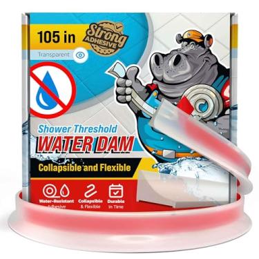 Imagem de Barreira de barragem de água de 266,7 cm - bloqueador de água de chuveiro dobrável transparente - protetor para box de caminhada - tampa de proteção de água para piso - bloqueador de água para porta