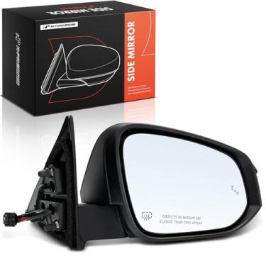 Imagem de A-Premium Espelho retrovisor elétrico lateral do passageiro compatível com Toyota Highlander 2017 2018 2019 - Espelho retrovisor externo externo preto dobrável manual aquecido com luz de seta