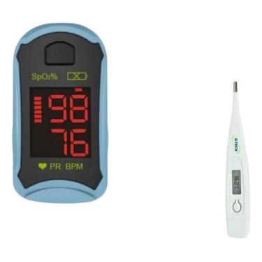 Imagem de Kit Oximetro Dedo Para Medir Oxigenio + Termometro Gtech - G-Tech
