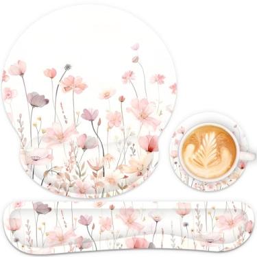 Imagem de Mouse pad ergonômico com descanso de pulso e apoio de pulso para teclado, mousepad e descanso de pulso para teclado de computador, base de borracha antiderrapante, suporte de pulso para jogos