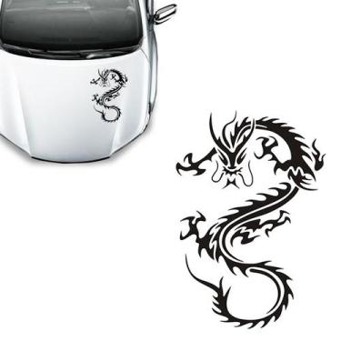 Imagem de Adesivo Do Capô Dragão Faixa Carro Tuning Decorativo Preto - SPORTINOX