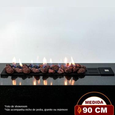 Imagem de Lareira a Gás Luna 90cm  Aço Carbono Preto  Fogo & Art, Sem chave de s