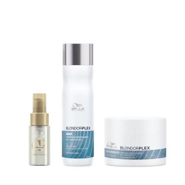 Imagem de Wella BlondorPlex Care Line Sh 250ml + Masc 150ml + Óleo Light 30ml - 