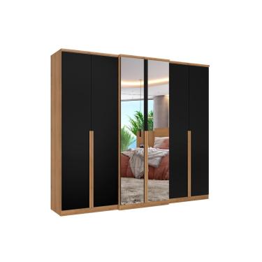 Imagem de Guarda-Roupas Valência Full Glass 6 Portas 4 Gavetas THB - Capuccino/Preto
