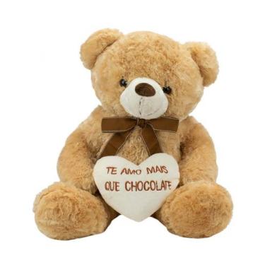 Imagem de Urso Sentado Te Amo Mais Que Chocolate 48cm - Pelúcia - Fofy Toys