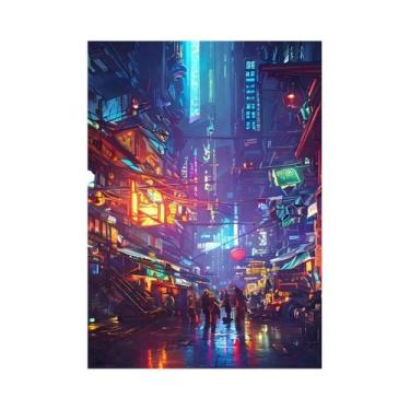 Imagem de Pôster De Cidade Cyberpunk Em Lona, Decoração Moderna Para Casa, Arte 