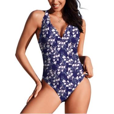 Imagem de Roupa de banho de uma peça AI'MAGE com decote em V profundo, acabament