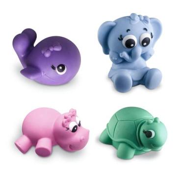 Imagem de Kit 04 Brinquedos Soft Bichinhos Meninas Mordedor Macio Bebê - Cometa 