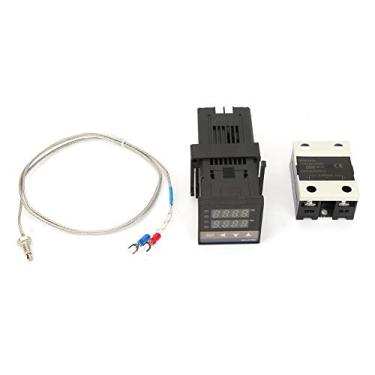Imagem de 0-1300 ℃ Alarme Digital LED PID Controlador de Temperatura Kit de Termostato K Termopar 25A Relé de Estado Sólido AC 110V-240V Kit de Controlador de Temperatura 0-1300 ℃ Alarme