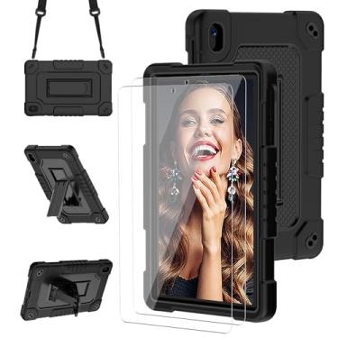 Imagem de FIEWESEY Capa para tablet Walmart Onn 20.3 cm Gen 4 2024 modelo com 2 peças protetoras de tela, capa de ombro resistente à prova de choque infantil para Walmart Onn 8 2024 Modelo: 100135923 (preto)