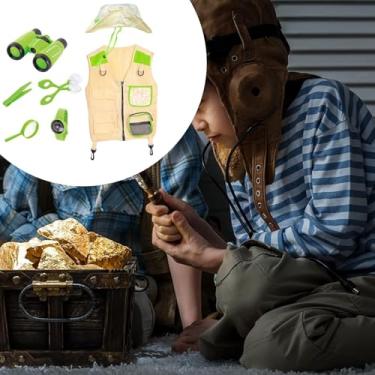 Imagem de YIJU Colete e chapéu de carga para cosplay de festa infantil, brinquedos educativos, fantasias e acessórios de quintal para meninos meninas, caminhadas, Verde