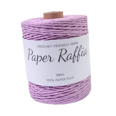Imagem de Esquirla Fita de papel de ráfia, corda de papel, fita de ráfia, fio para tricô manual, chapéu de praia, Violeta Claro