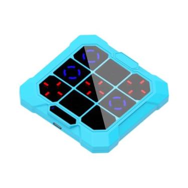 Imagem de simhoa Jogo de quebra-cabeça portátil Toe Game Console portátil de treinamento cerebral compacto brinquedo eletrônico divertido de aprendizagem para adultos, Azul