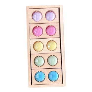 Imagem de menolana Cubos de acrílico para construção em arco-íris, jogo de empilhamento em arco-íris para crianças com caixa de armazenamento de madeira, blocos de