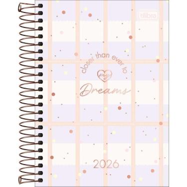 Imagem de Tilibra - Agenda Espiral Diária 12,9 x 18,7 cm Soho 2026 - Fundo Quadriculado Lilás - TILIBRA