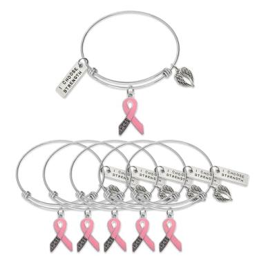 Imagem de TAMAWire Pulseira de conscientização do sobrevivente do câncer – Hope Strength Believe ajustável estilo boho amuleto – presente para homens e mulheres – pulseira com pingente de fita embalada em