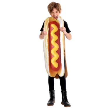 Imagem de JUST FOR PARTY Fantasia de cachorro-quente para crianças unissex, fantasia divertida cosplay para meninos e churrasqueiras, 4 a 9 anos