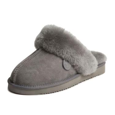 Imagem de Dearfoams Fireside Pantufa feminina resistente à água Sydney Shearling Scuff, Cinza, 6