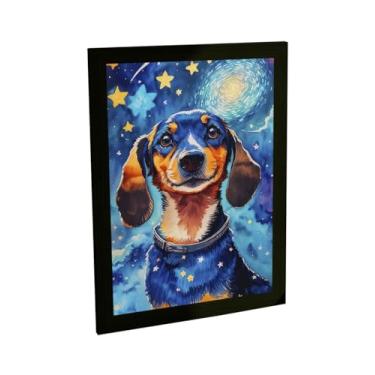 Imagem de Quadro Decorativo Cachorro Cão Na Noite Estrelada De Van Gogh V8 Decoração Poster Quarto Sala