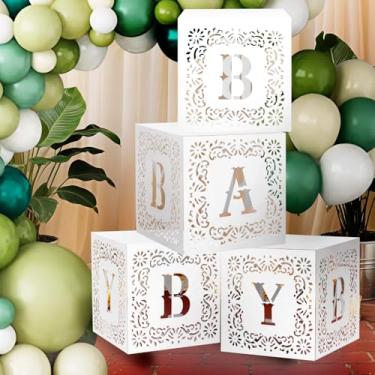 Imagem de HISAKYST Cielito Lindo Decoração de festa 4 peças Cielito Lindo chá de bebê, caixa de presente de bebê estilo mexicano (inclui letras) Revelação de gênero festa aniversário celebração foto adereço