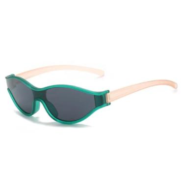 Imagem de Óculos de sol gatinho pequeno feminino masculino vintage espelhado luxo uv400 (verde)