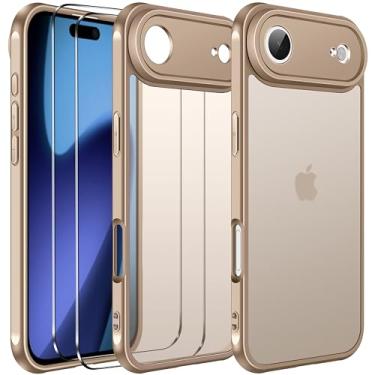 Imagem de ivoler Capa 3 em 1 para iPhone Air de 6,5 polegadas / iPhone 17 Air de 6,5 polegadas 2025 com 2 protetores de tela de vidro temperado [proteção de grau militar], parte traseira translúcida fosca para