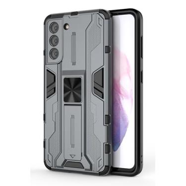 Imagem de SORAKA Capa para Samsung Galaxy S21 5G com suporte Capa de proteção resistente para Samsung Galaxy S21 5G Capa com placa de metal para suporte magnético para carro Capa Silm Fit