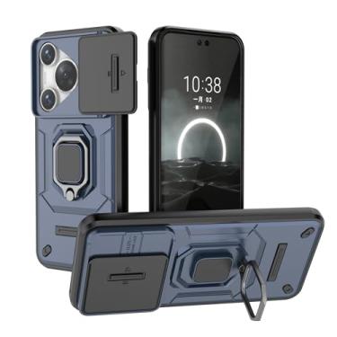 Imagem de SORAKA Capa para Huawei Pura 70 com suporte para anel e tampa deslizante para câmera Capa Huawei Pura 70 com placa de metal para suporte magnético para carro Capa de camada dupla em PC e TPU