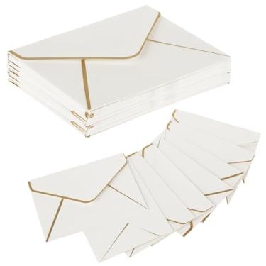 Imagem de Envelopes de 100 peças 12 x 17 cm para convites de negócios com folha de ouro V Flap Envelopes de cartão de selo dourado para casamento, cartões de presente de agradecimento, cartões de presente de