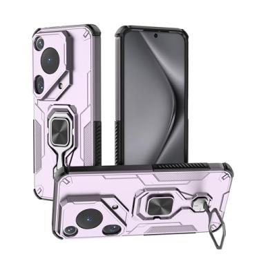 Imagem de SORAKA Capa para Huawei Pura 70 Ultra com suporte de metal rotativo de 360 graus peça magnética de ferro para suporte magnético de telefone para carro roxo