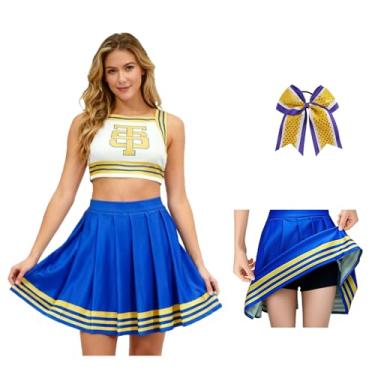 Imagem de Jaugola 2 Piece Women Tay Tay Cheerleader Costume Cheer Crop Top Skirt Swift Halloween Party Tour Cheerleading Outfit S