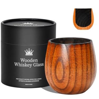 Imagem de Copo de Bourbon de madeira carbonizada, copo de uísque de madeira feito à mão à moda antiga, ótimos presentes de uísque Bourbon para homens que têm tudo, pai, irmão, presentes de aniversário de