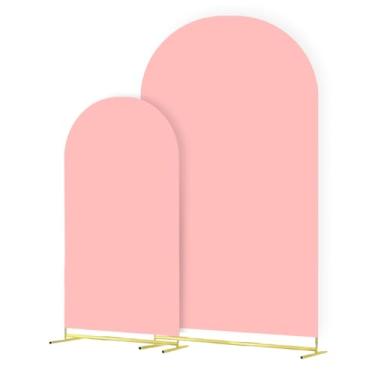 Imagem de Capa de arco de 2 peças para casamento, arco de elastano, 1,8 m de altura, redondo, Chiara, para decoração de casamento, compatível com aniversário, festa em ambientes internos e externos (rosa rosa)