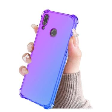 Imagem de KOARWVC Capa para Huawei Y6 2019, capa transparente para celular Huawei Y6 Prime 2019 gradiente fina antiarranhões TPU à prova de choque capa protetora para celular para Huawei Y6 2019 roxo/azul
