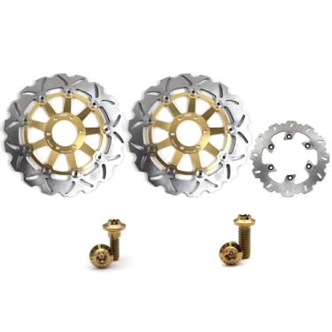 Imagem de Arashi Discos de freio dianteiros traseiros rotores com parafusos de montagem para Yamaha XJR400 1995-2000, FZR 600 1989, FZR600R 1990-1995, FZS 600 Fazer 1998-2003, TDM850 1991-2005, FZS 600 Fazer