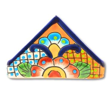 Imagem de Porta-guardanapos colorido – autêntico pintado à mão cerâmica mexicana – Mexican Talavera Servilletero (multicolorido)