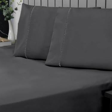 Imagem de Jogo de Cama Lençol Casal 3 Peças 100% Algodão Percal 200 Fios - gaby 