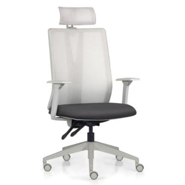 Imagem de Cadeira Escritório Giratória Presidente Flow F02 Base Cinza Linho Grafite - Lyam Decor