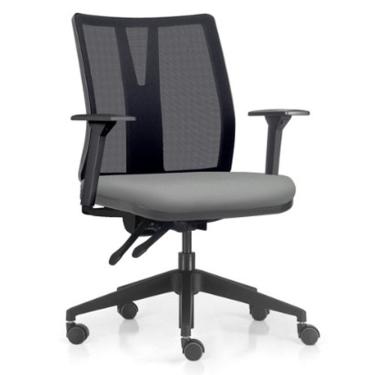 Imagem de Cadeira de Escritório Giratória Diretor Flow F02 Base Preta Sintético Cinza - Lyam Decor