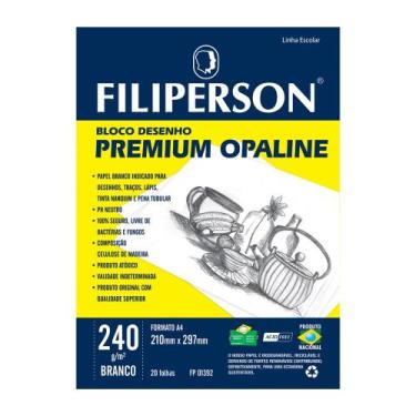 Imagem de Bloco A4 Premium Branco 240grs C/20 folhas Filiperson 01392