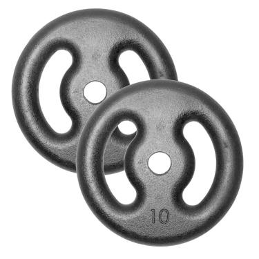 Imagem de Kit 2 Anilha 10Kg Fitness Ferro Pintada Academia Treino 20Kg