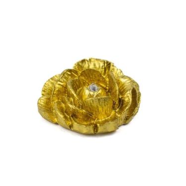 Imagem de Incensário Porta Incenso Artesanal Rosa Dourada 4 Cm Resina