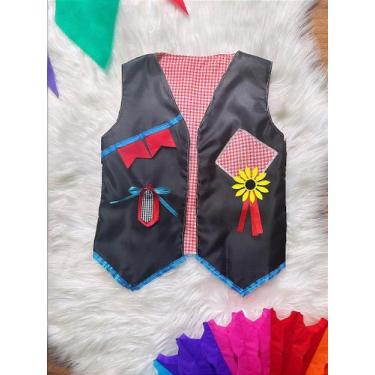Imagem de Colete Infantil Junino Noivo Caipira para Festas Coloridas - Fabuloso 