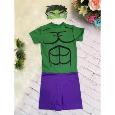 Imagem de Fantasia Infantil Hulk com Máscara para Festa - Tamanho P, M e G - Fab