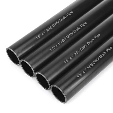 Imagem de Maasechs 4 peças de tubo de drenagem DWV ABS de 3,8 cm x 3,5 cm, cronograma de encaixe de tubulação de encanamento de plástico preto 40, tubo de águas residuais leve e durável para drenagem, resíduos