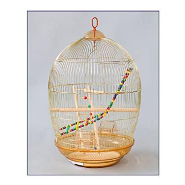 Imagem de Gaiola redonda de papagaio gaiola galvanizada papagaio dourado gaiola de pássaro casa grande luxo grande espaço 48 × 78 cm ninho de pássaro (cor: B)