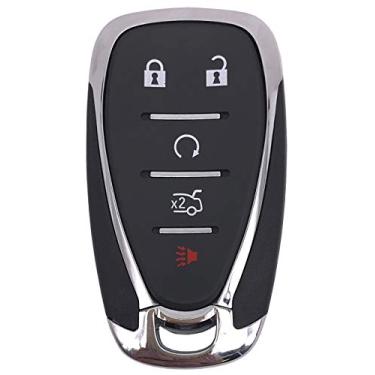 Imagem de Capa de controle remoto Smart Key Fob Shell serve para 2016 2017 2018 2019 Chevy Malibu Cruze Camaro substituição sem chave para carro (preto, 5 botões)