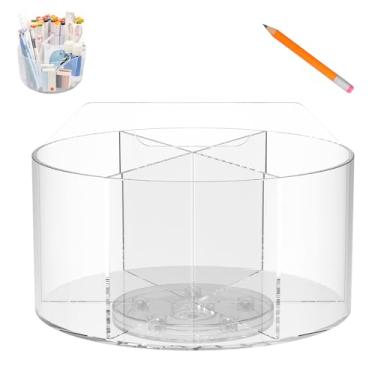 Imagem de Porta-lápis giratório de acrílico transparente com alça organizador de lápis resistente caneta de acrílico inodoro para classificação (1 peça, cor transparente)