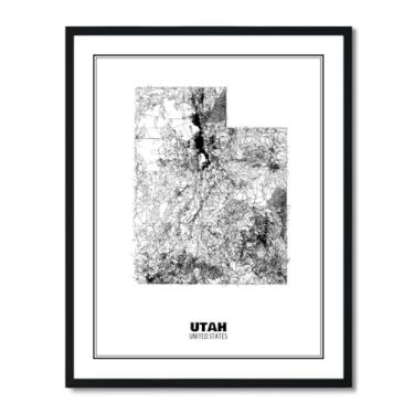 Imagem de Susie Arts Pôster de arte abstrata de mapa de estrada de rua do estado de Utah, 20 x 25 cm, decoração de parede, casa, escritório, escola, sds049